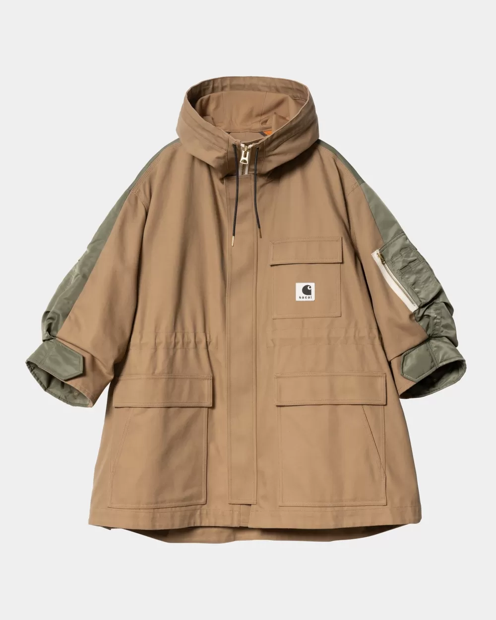 Best Sale Sacai X Duck X Nylon Twill-Jas Voor Dames | Beige/Kaki Vrouwen Jassen