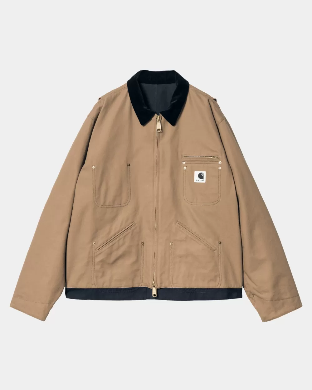 Clearance Sacai X Omkeerbaar Duckjack | Beige/Marineblauw Heren Jassen & Vesten