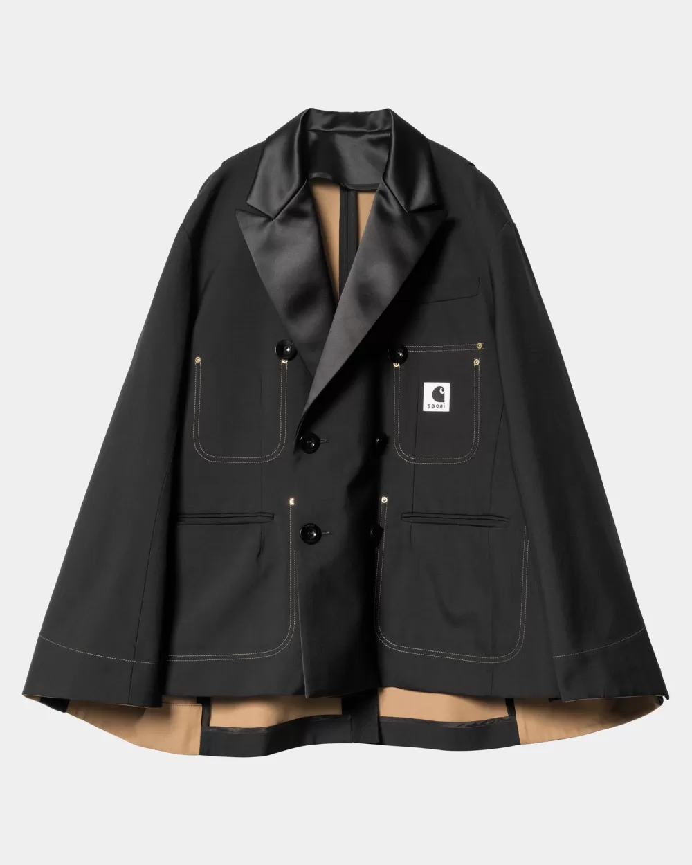 Sale Sacai X Suiting Bonding-Jack Voor Dames | Zwart Vrouwen Jassen