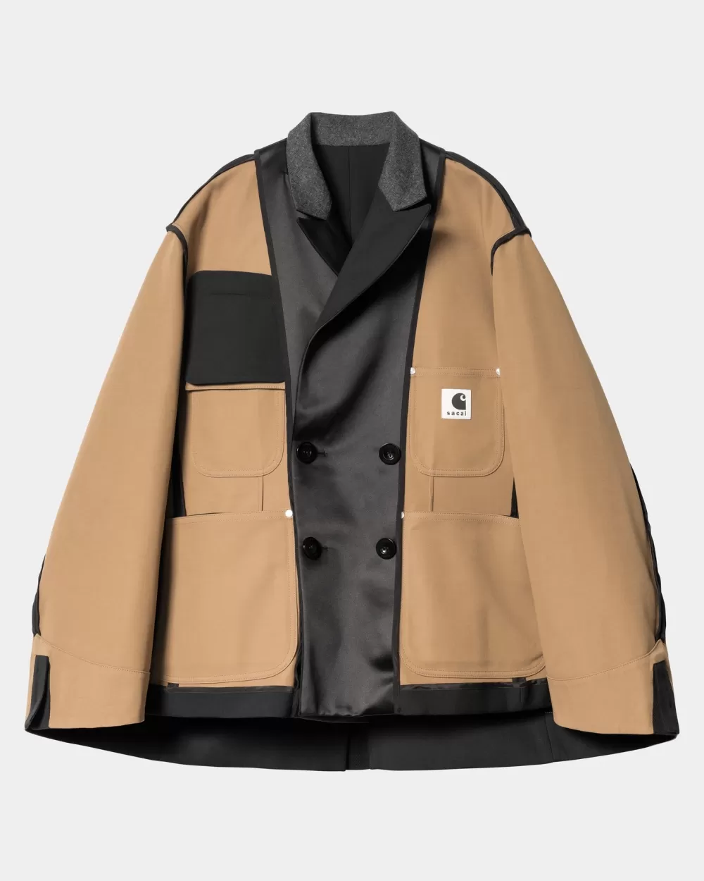 Sale Sacai X Suiting Bonding-Jack Voor Dames | Zwart Vrouwen Jassen